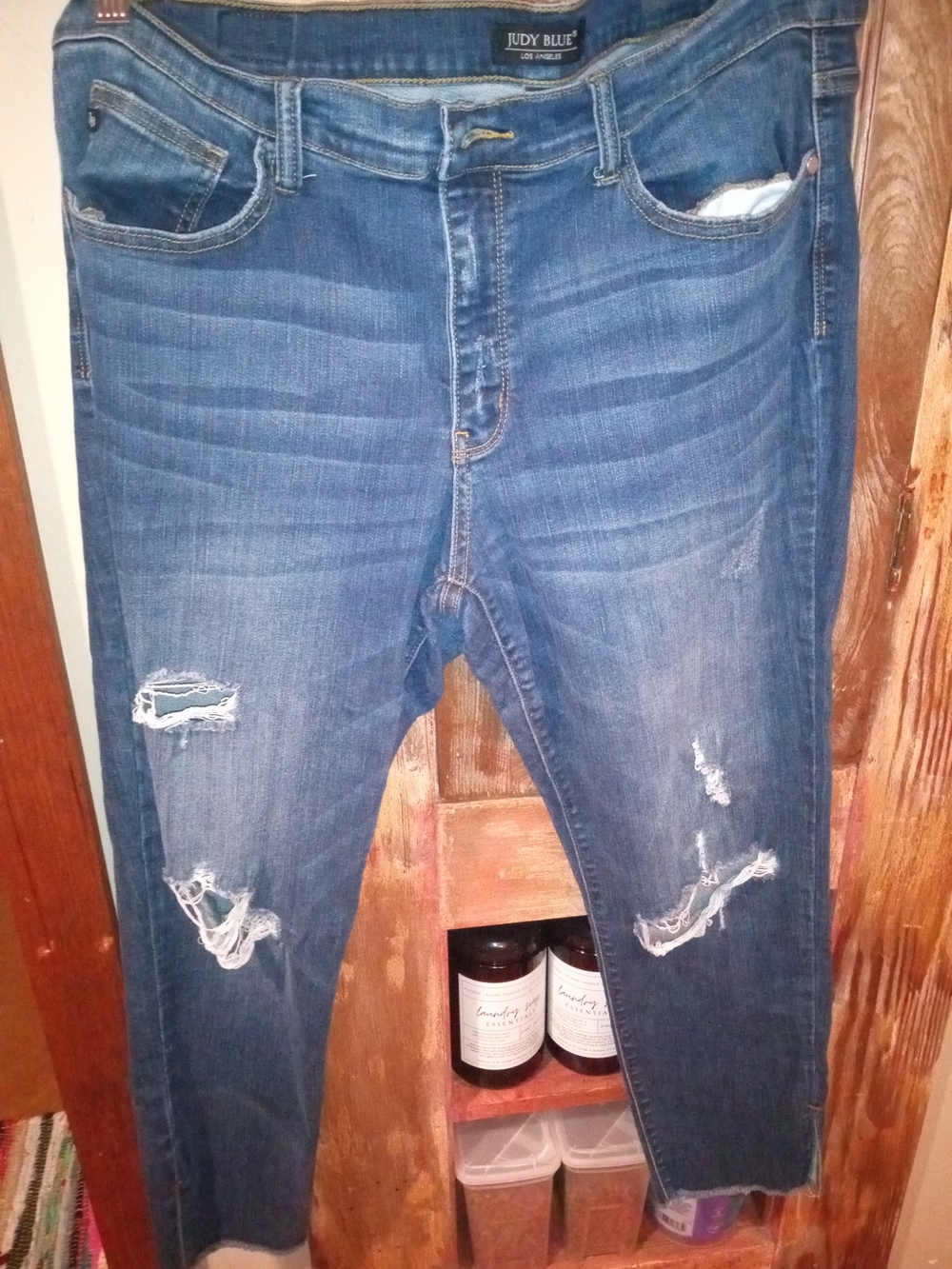 Judy Blue Ripped Mid Wash Blue Skinny Jeans